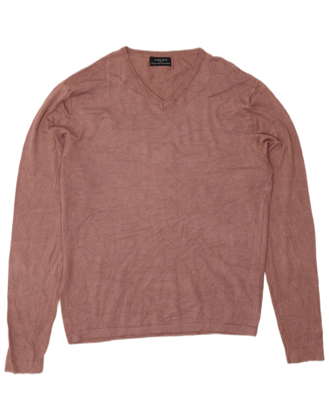 Męski sweter Zara z dekoltem w kształcie litery V, XL, różowa wiskoza