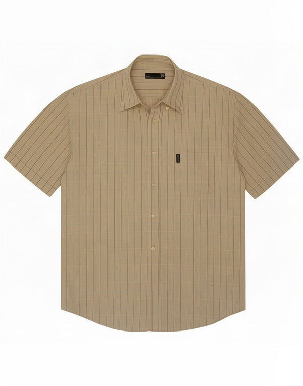 Sergio Tacchini Męska koszulka z krótkim rękawem 2XL beżowa, bawełniana w paski