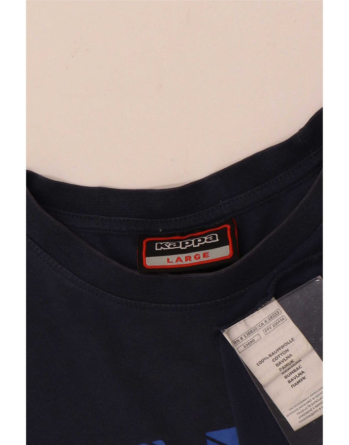 Męski T-shirt z grafiką Kappa, duży, granatowy, bawełniany