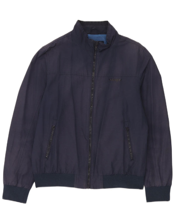 Wrangler Mens Bomber Jacket UK 40 Large Navy Blue Cotton