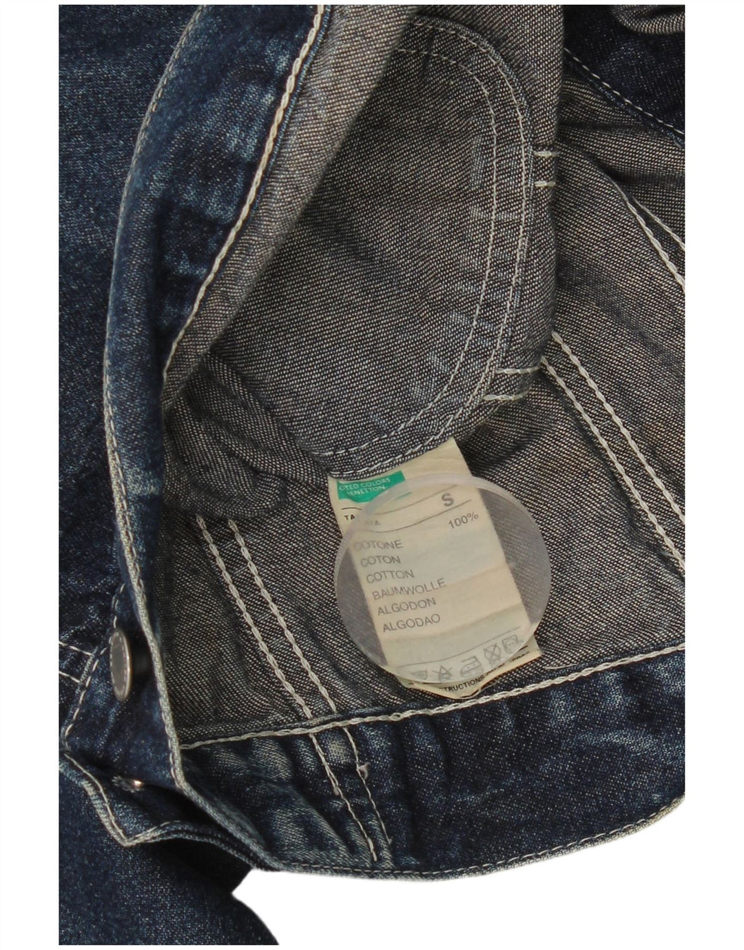 Damska kurtka jeansowa Benetton Crop UK 10, mała, niebieska bawełna