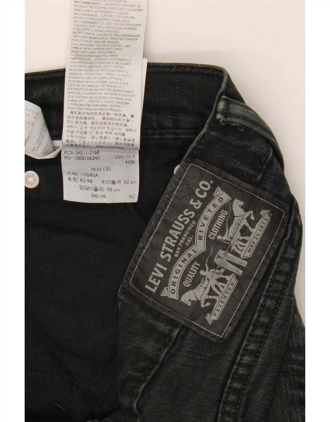 Damskie proste dżinsy Levi's W32 L30 Czarna bawełna