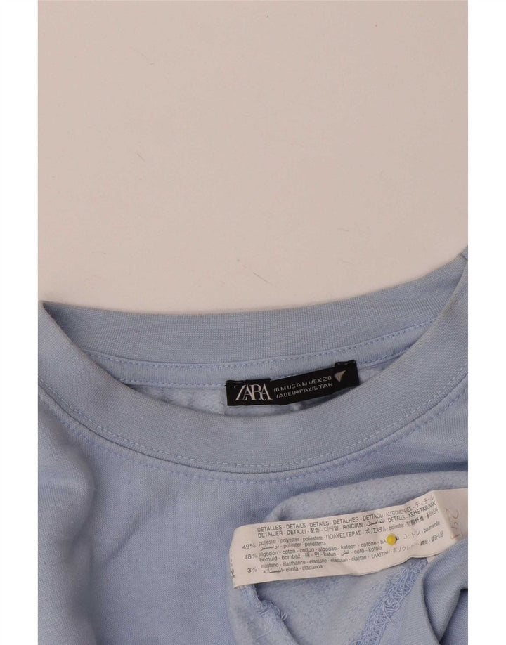 Damski sweter typu Crop Bluza Zara UK 14, średni niebieski poliester