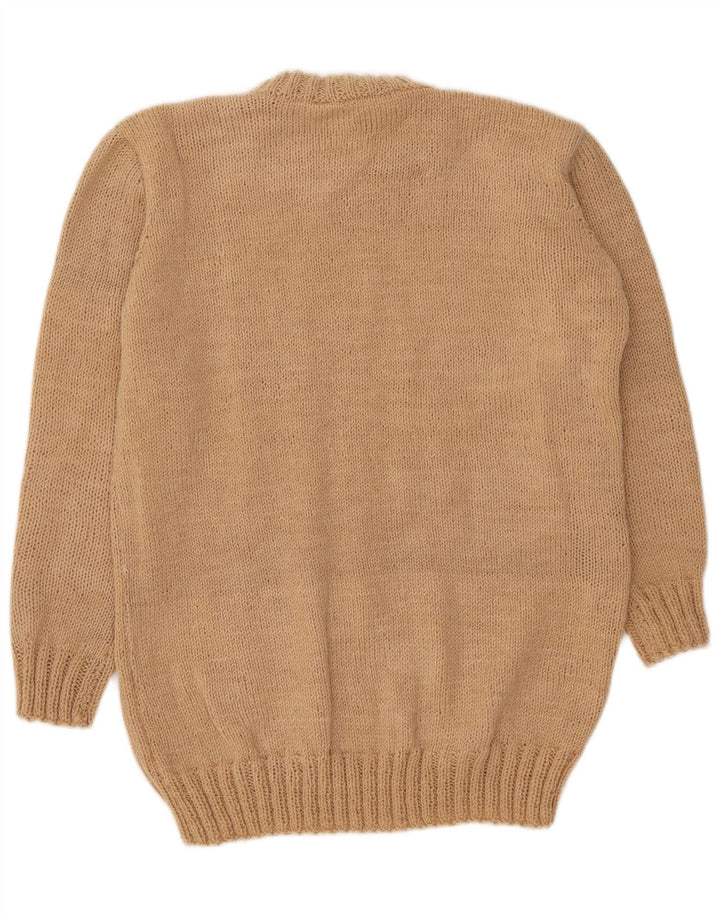 Vintage męski sweter z okrągłym dekoltem, średni beż