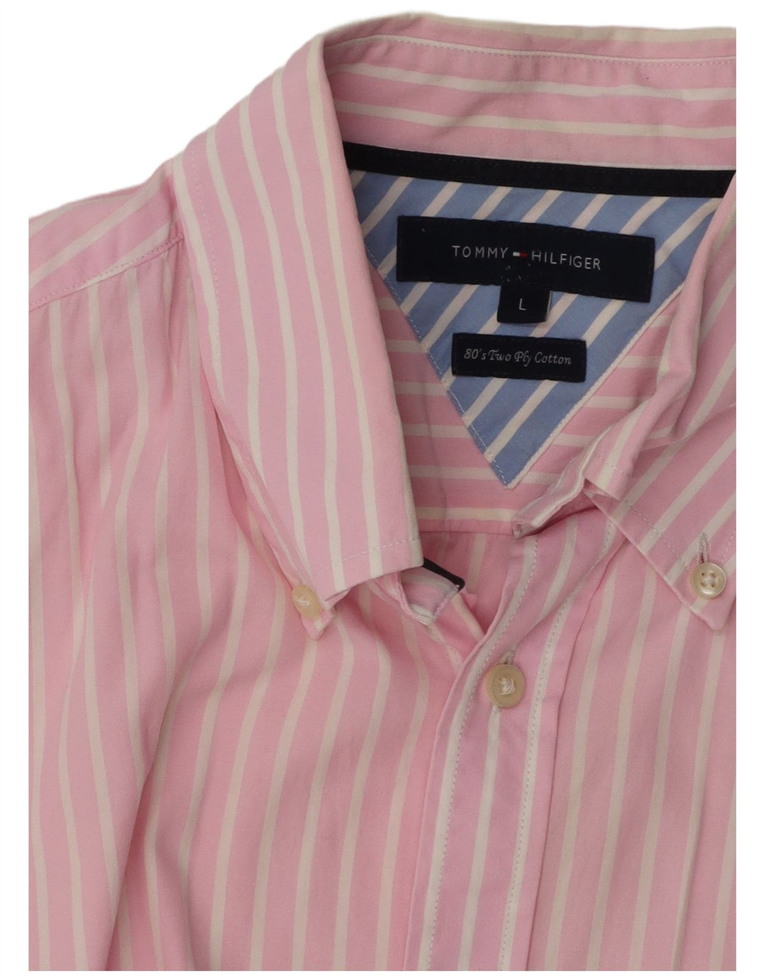 Męska koszula z krótkim rękawem Tommy Bahama, duża, różowa, bawełniana w prążki