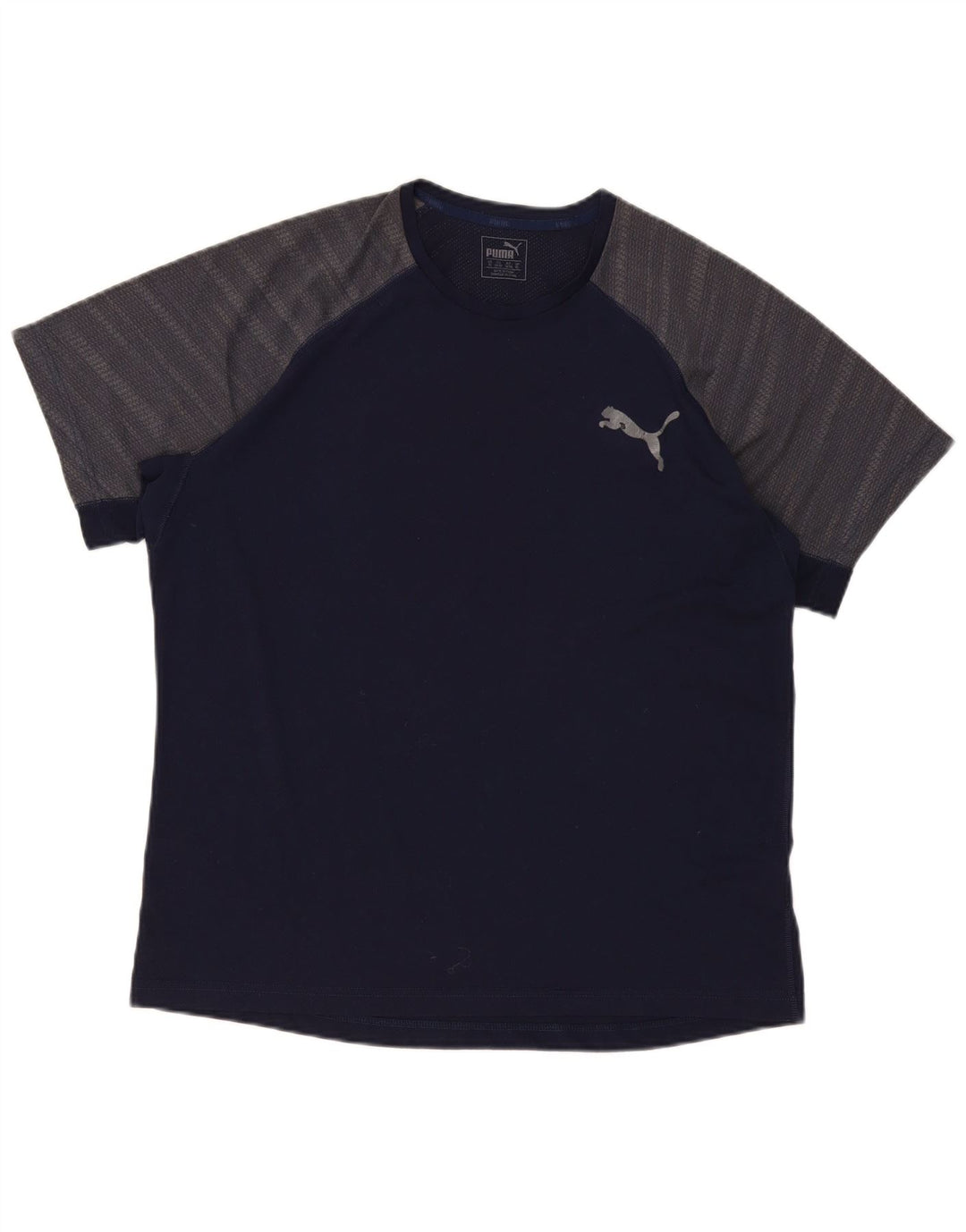 T-shirt męski Puma, top XL, granatowy, poliester z blokami kolorów