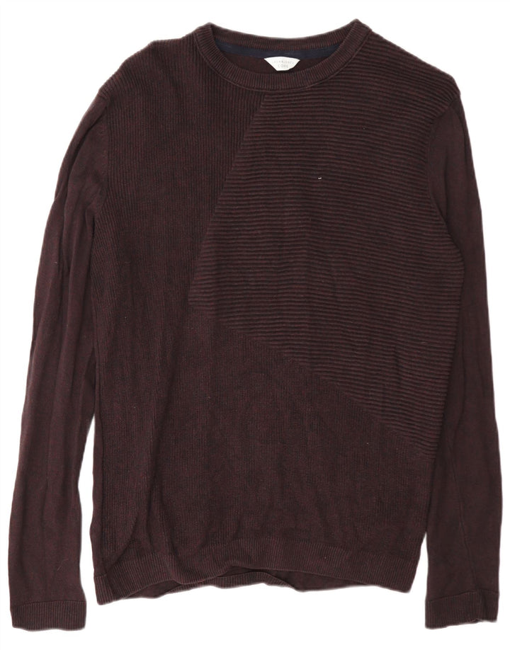 Męski sweter Jack & Jones Core o regularnym kroju z dekoltem w łódkę, średni burgund