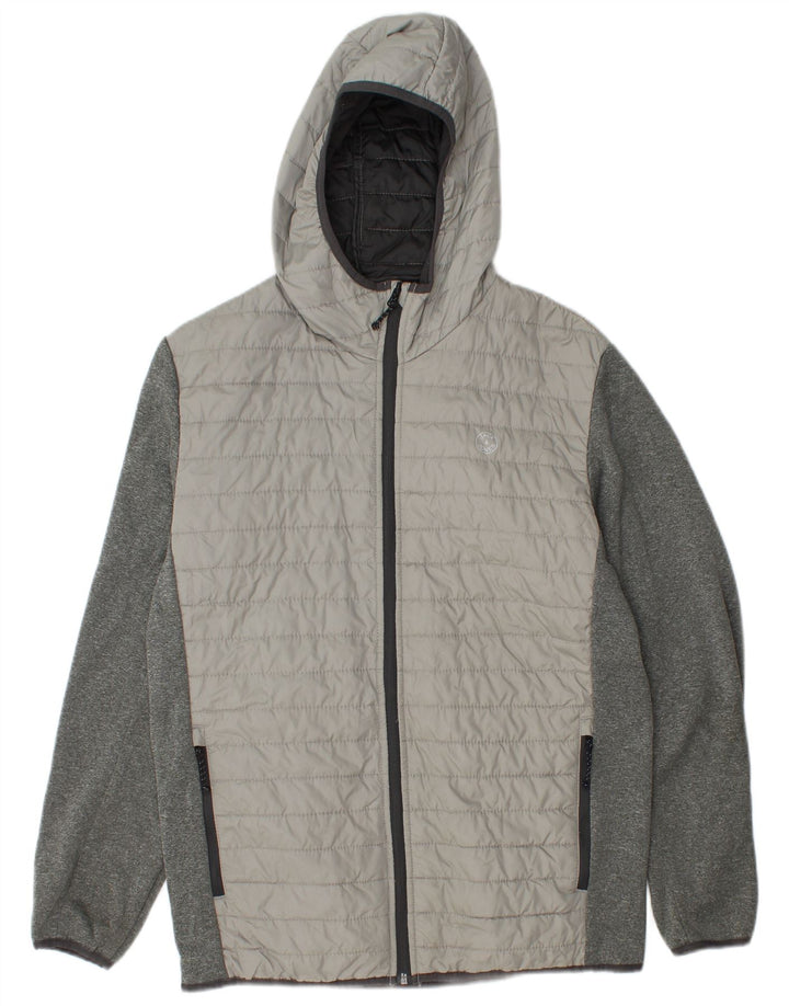 Męska ocieplana kurtka z kapturem Jack & Jones UK 38 w kolorze średnioszarym