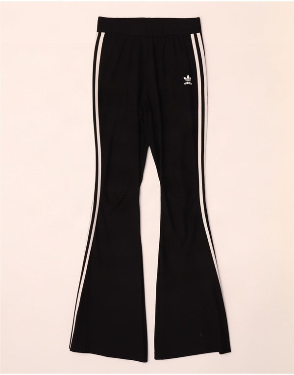 Damskie spodnie dresowe Adidas Flare UK 10, małe, czarne, poliestrowe