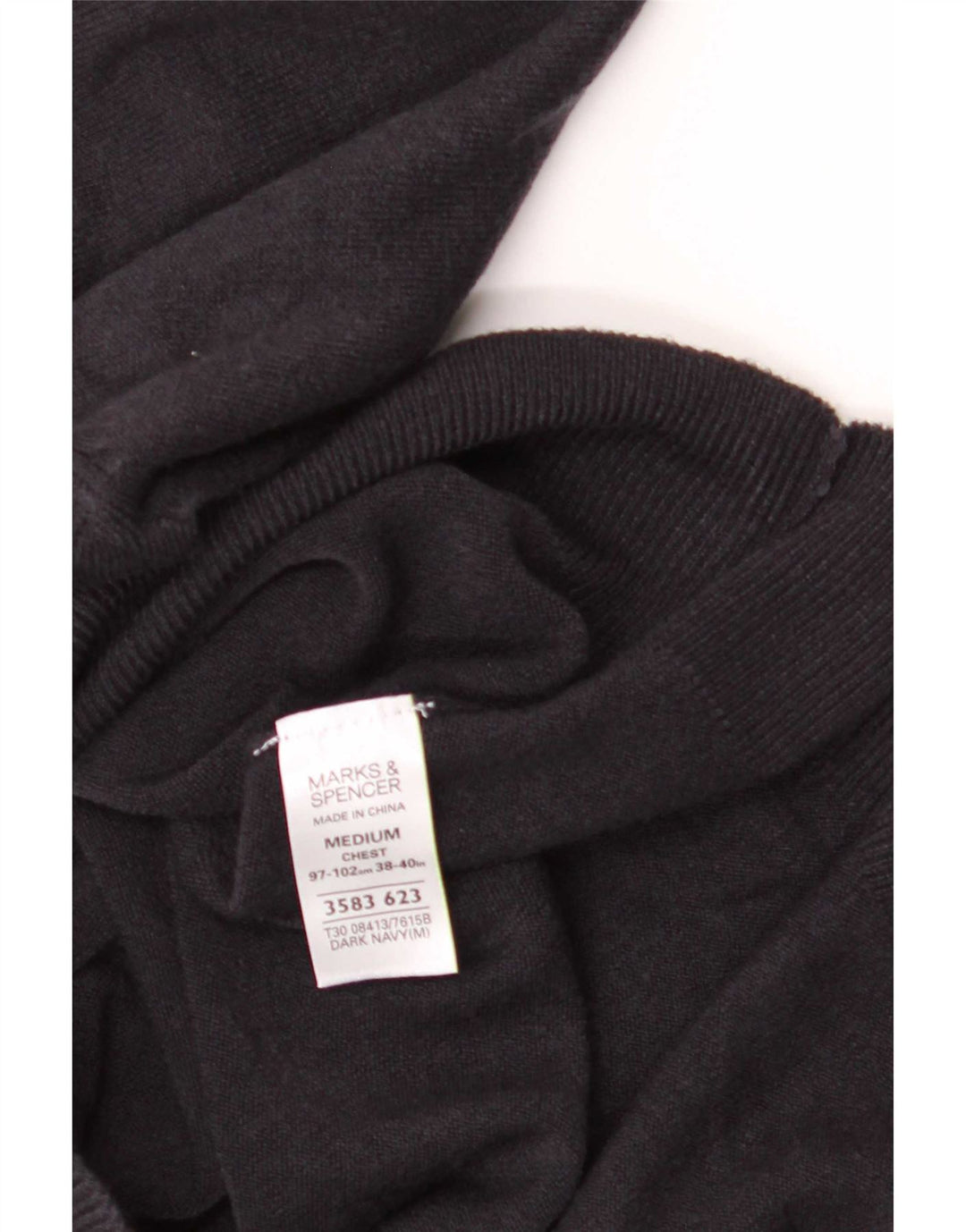 Męski sweter Marks & Spencer Blue Harbor z dekoltem w kształcie litery V, średni granatowy, akryl