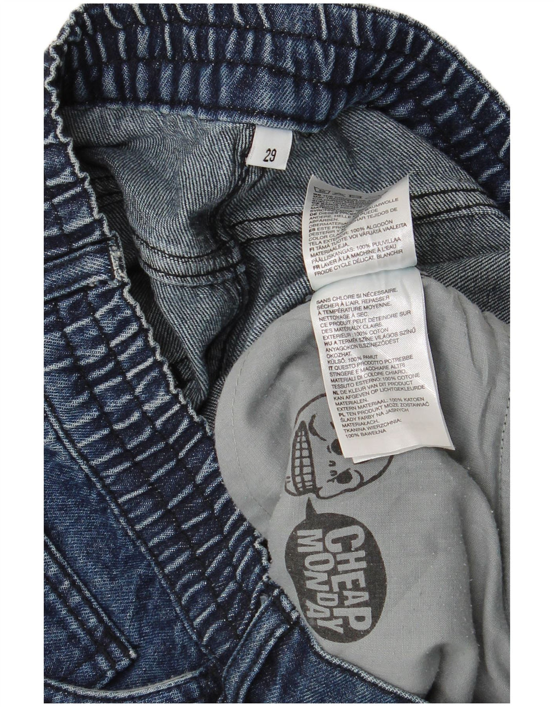 Tanie Poniedziałkowe Męskie Denimowe Bermudy W29 Małe Granatowe Bawełniane