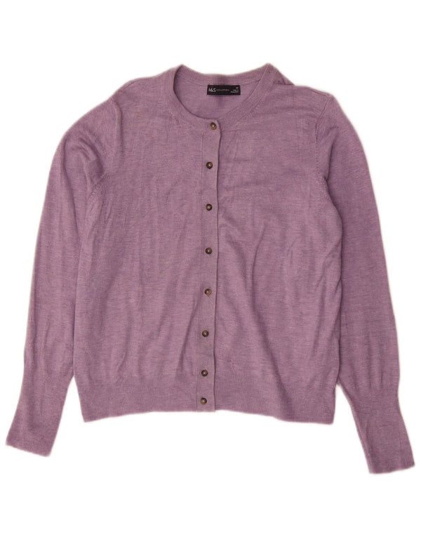 Marks & Spencer Damski sweter kardigan UK 14 Średni fioletowy wiskoza