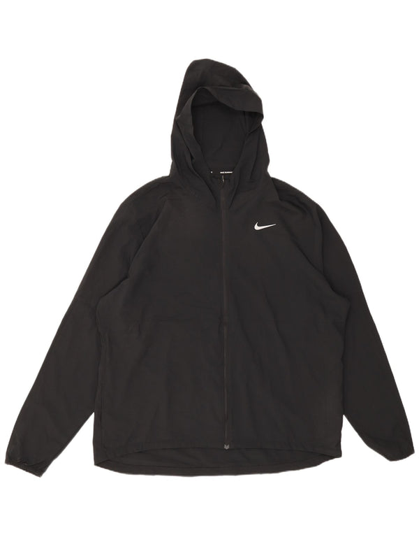 Męska kurtka przeciwdeszczowa z kapturem Nike UK 42 XL, czarna, poliestrowa