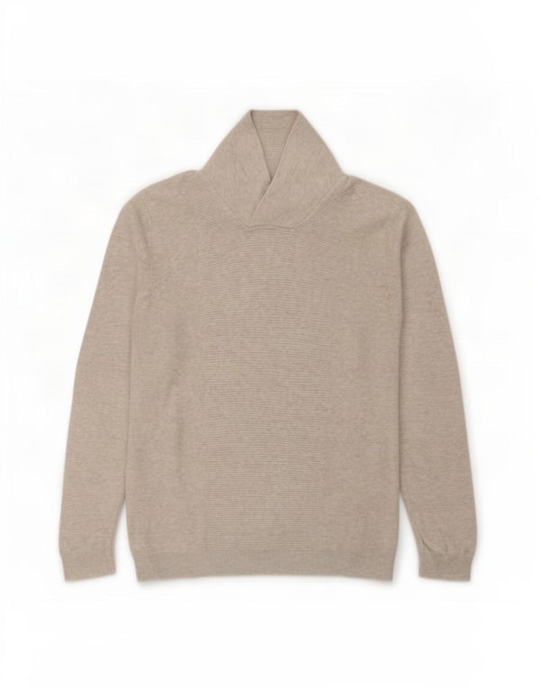 Sweter męski Jules z szalowym dekoltem, duży, szary, bawełniany