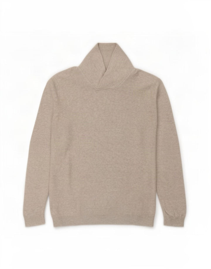 Sweter męski Jules z szalowym dekoltem, duży, szary, bawełniany