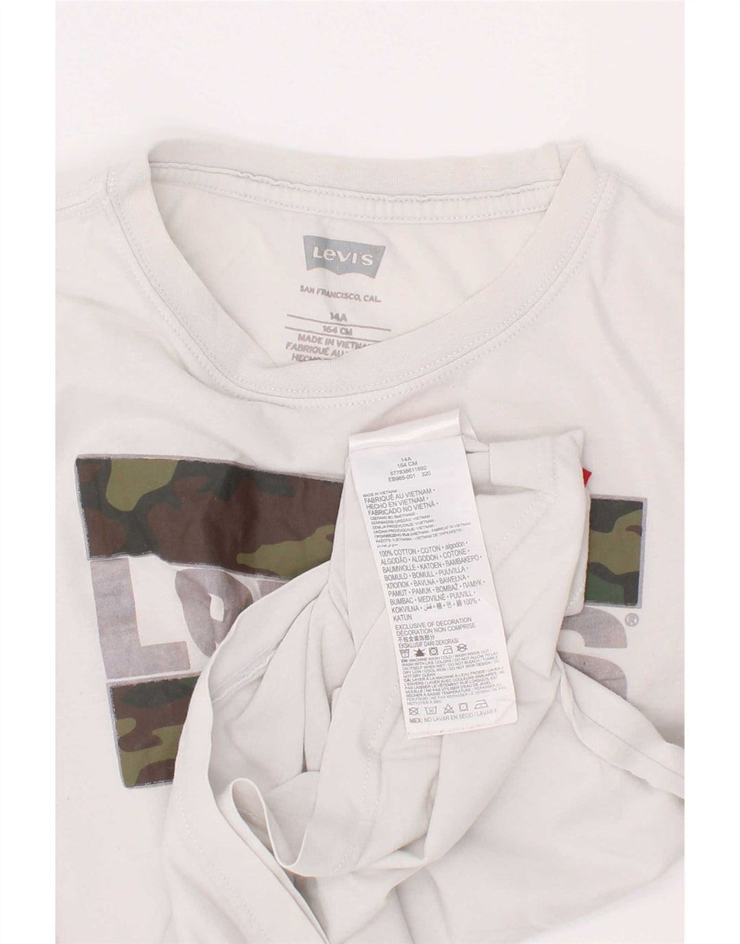 Chłopięcy T-shirt z grafiką Levi's, 13-14 lat, biała bawełna
