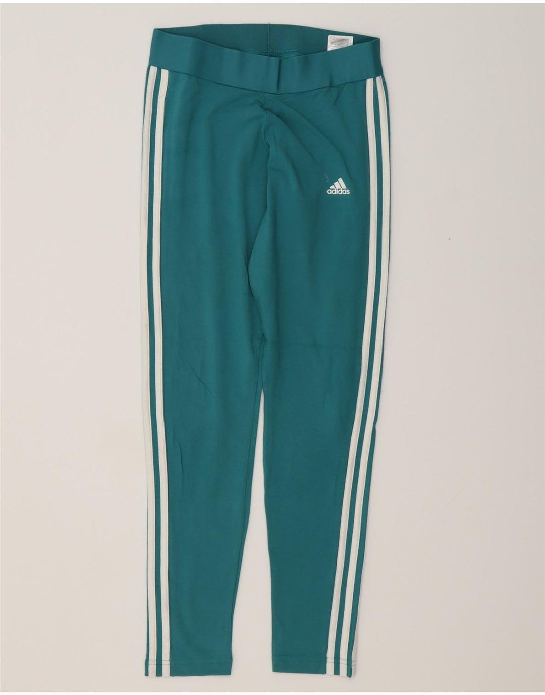 ADIDAS Womens Leggings UK 12/14 Medium  Green Cotton