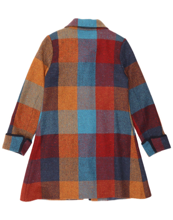Avoca Damski płaszcz oversize UK 1 2XS wielokolorowa wełna w kratę
