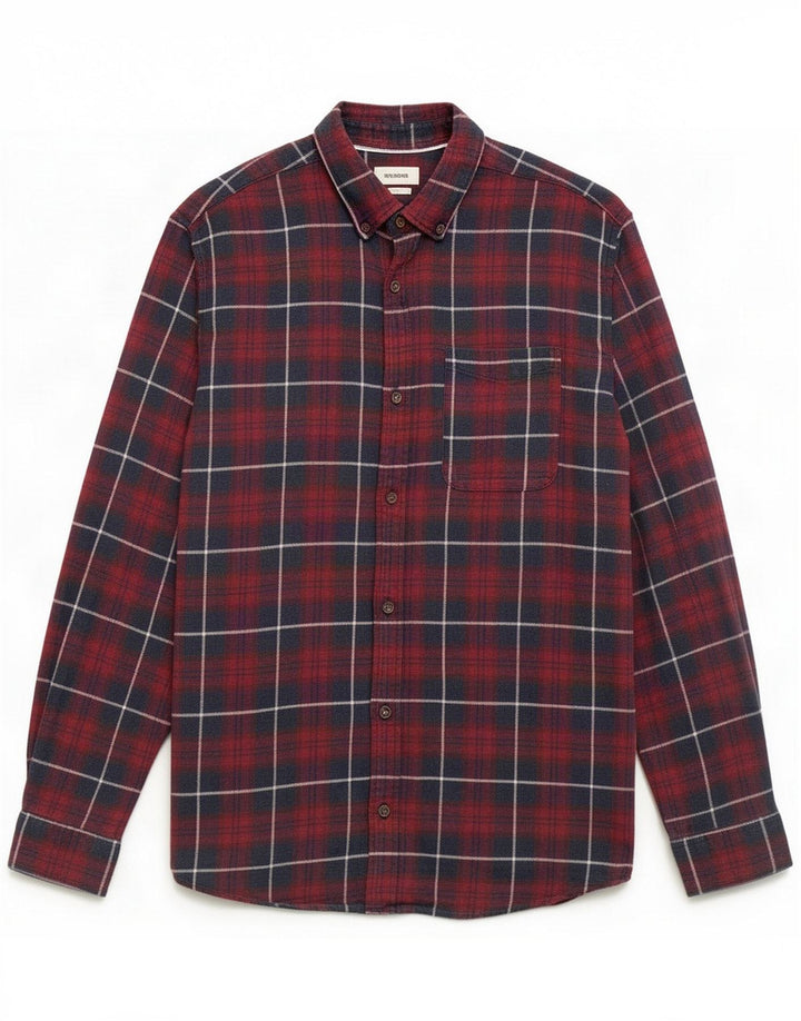 Jack & Jones Męska koszula flanelowa, średnia bordowa krata, bawełniana