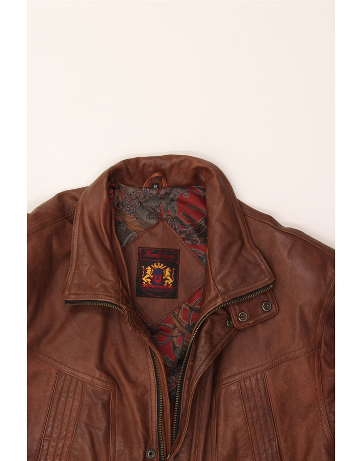 KARLSBURG  Mens Leather Jacket EU 48 Medium Brown Leather Vintage Karlsburg and Second-Hand Karlsburg from Messina Hembry 