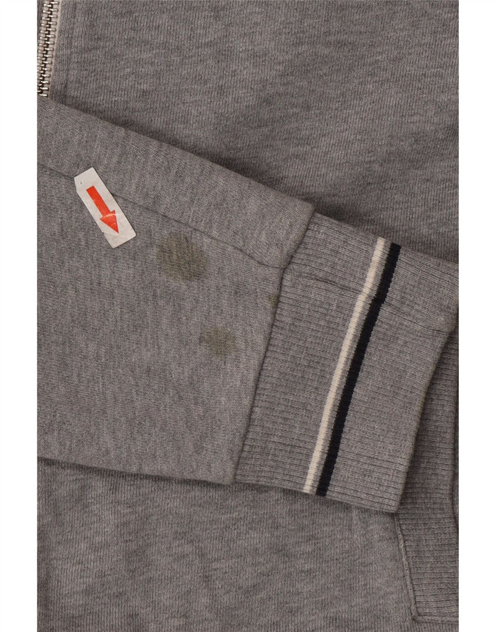 Męski sweter z kapturem i zamkiem błyskawicznym Fred Perry, mały, szary, bawełniany