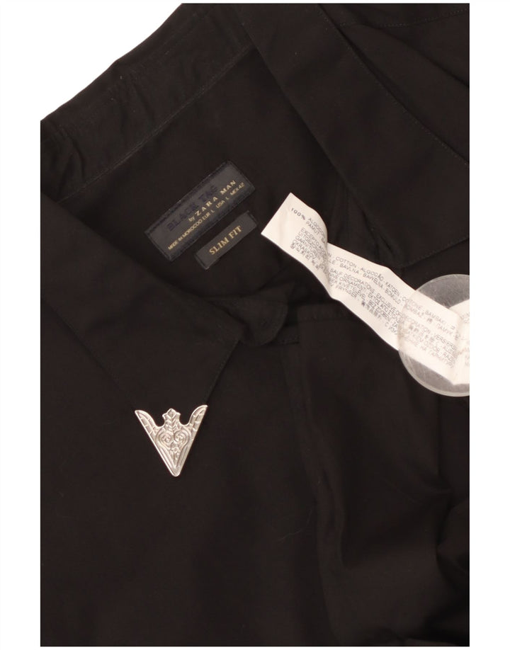 Koszula męska Zara Slim Fit, duża, czarna, bawełniana