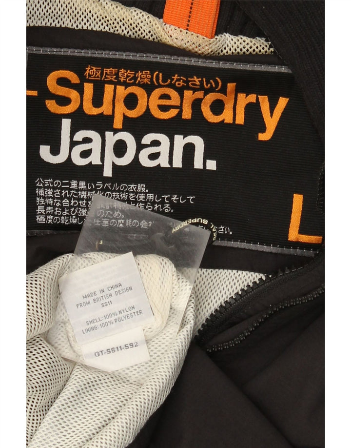 Męska kurtka przeciwdeszczowa z kapturem Superdry UK 40, duża, czarna nylonowa