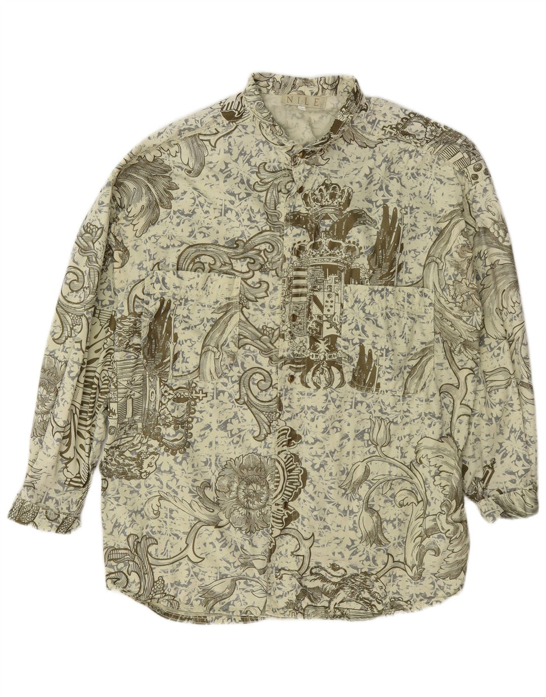 Koszula męska w stylu vintage, duża, zielona bawełna Paisley