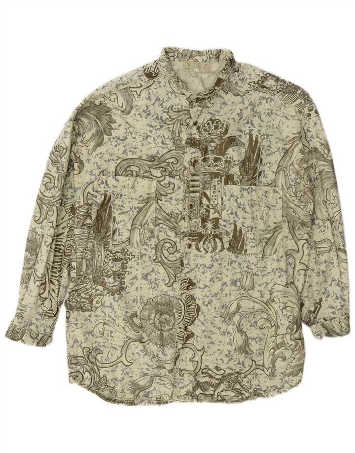 Koszula męska w stylu vintage, duża, zielona bawełna Paisley