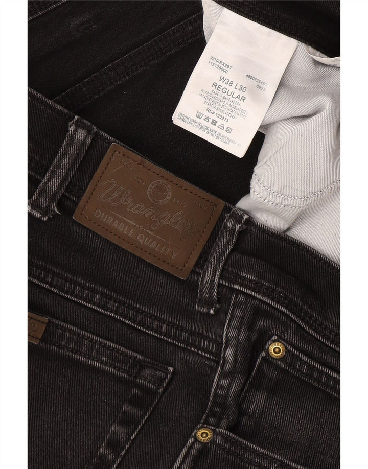 Męskie proste dżinsy Wrangler W38 L27, czarne, bawełniane