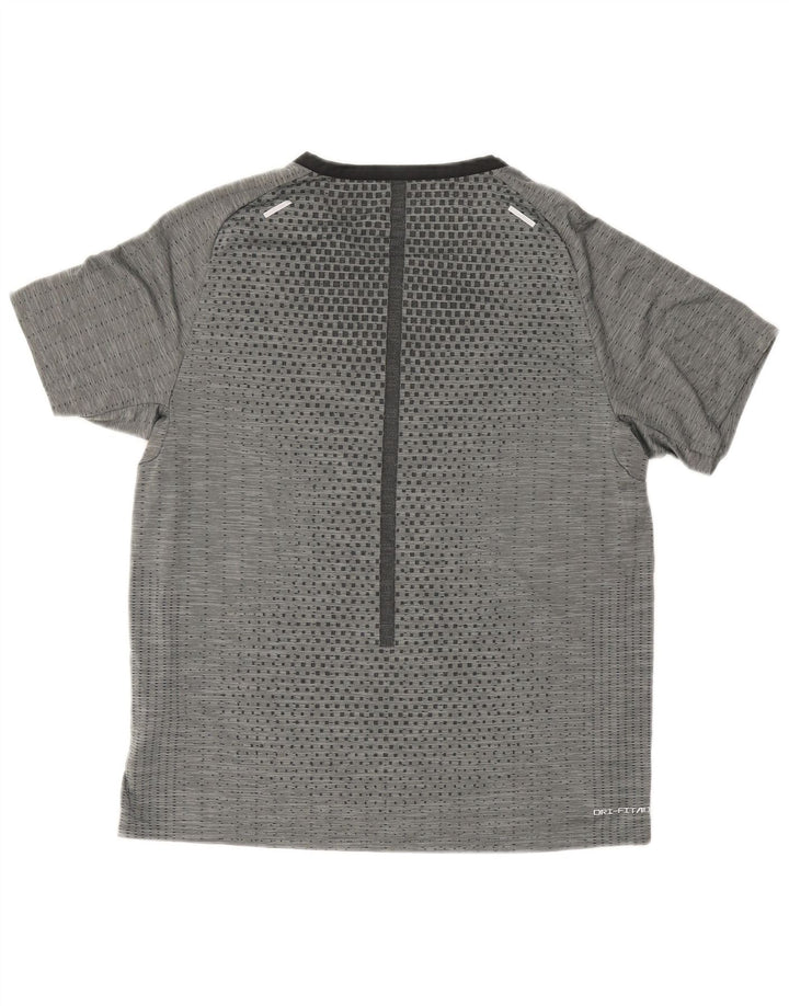 Męski T-shirt Nike Dri Fit Top, średnioszary, geometryczny poliester