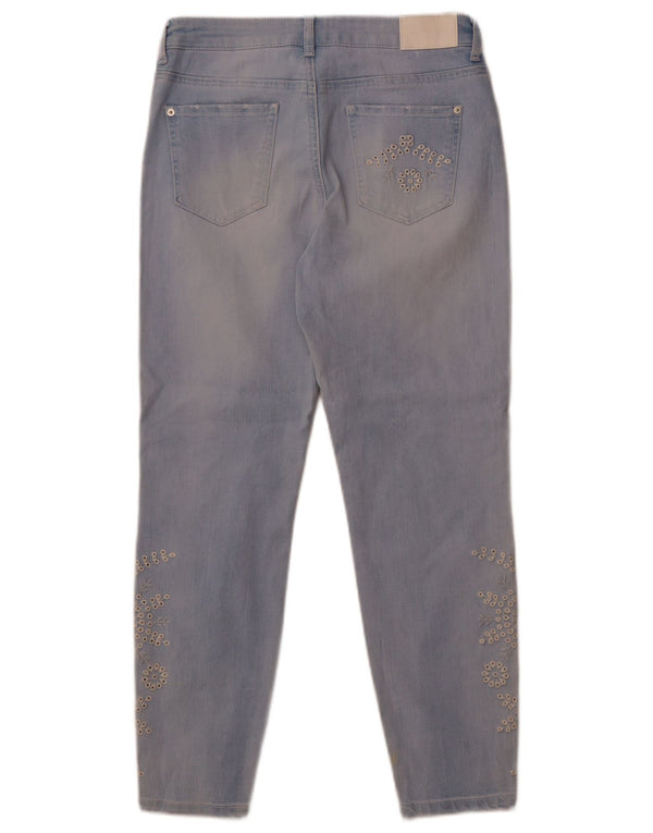 Desigual Damskie Jeansy Slim W31 L26 Niebieskie Bawełniane W Kwiaty