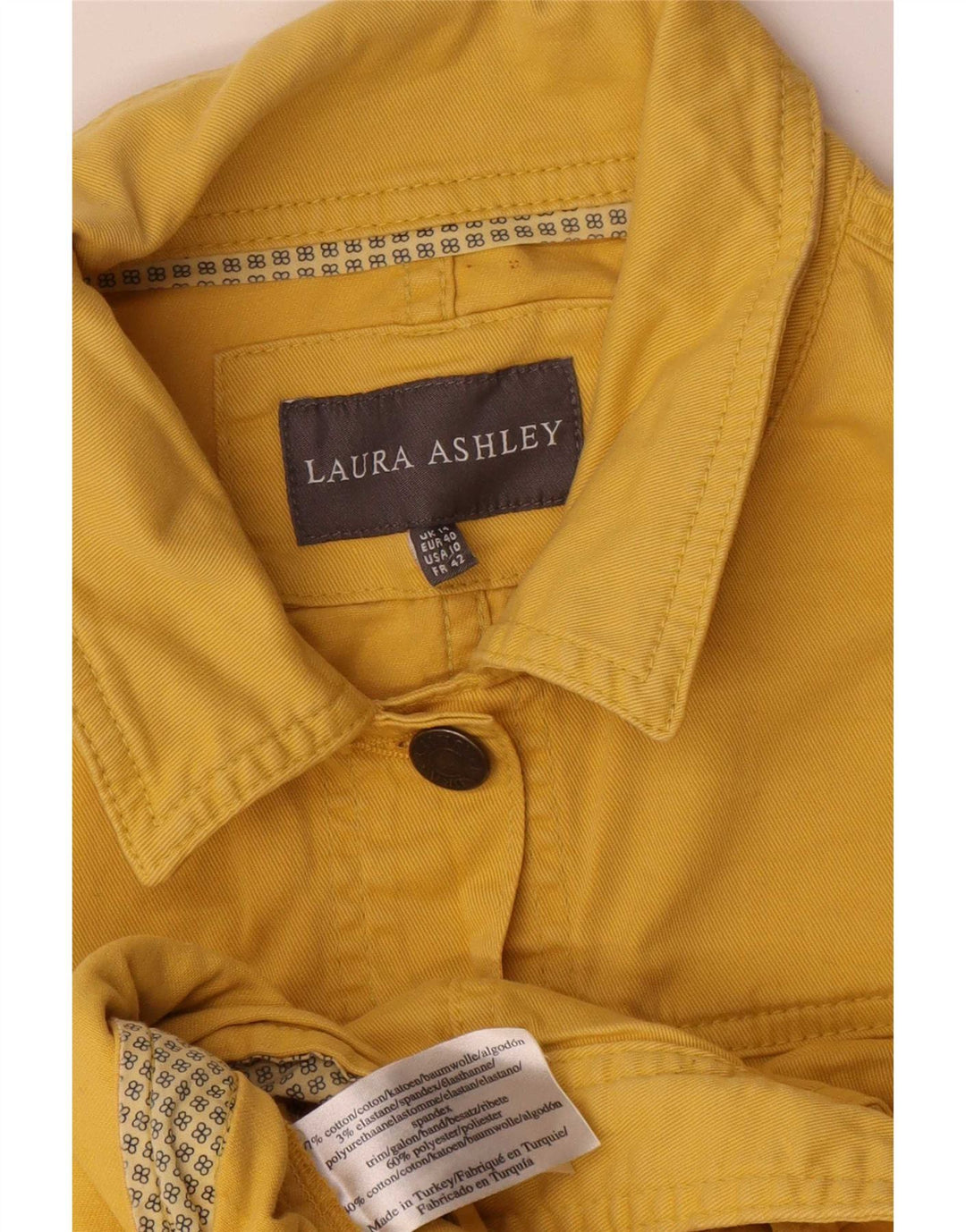 Damska kurtka dżinsowa Laura Ashley Crop Oversize UK 14, duża, żółta bawełna