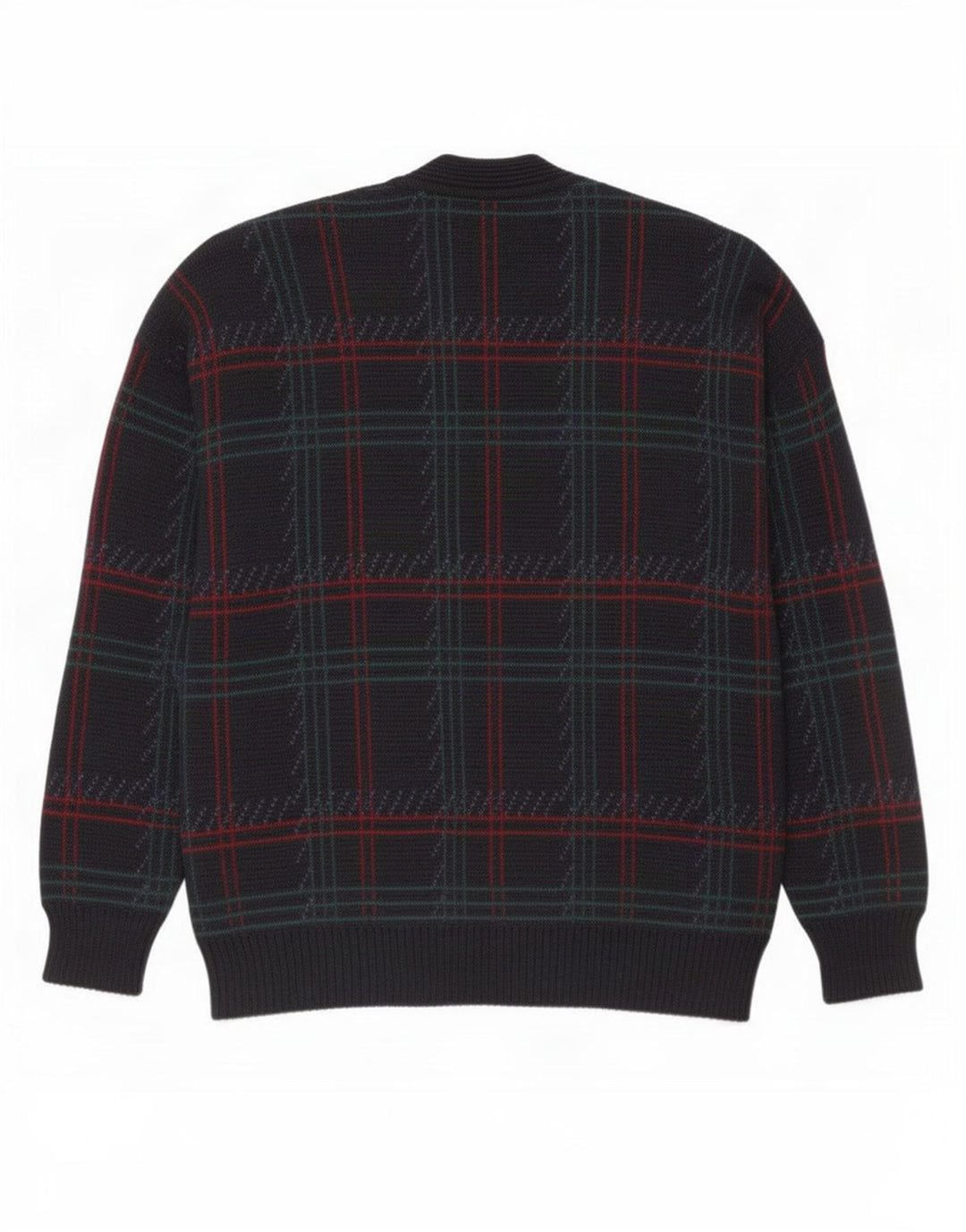 Vintage męski sweter rozpinany w dużą granatową kratkę