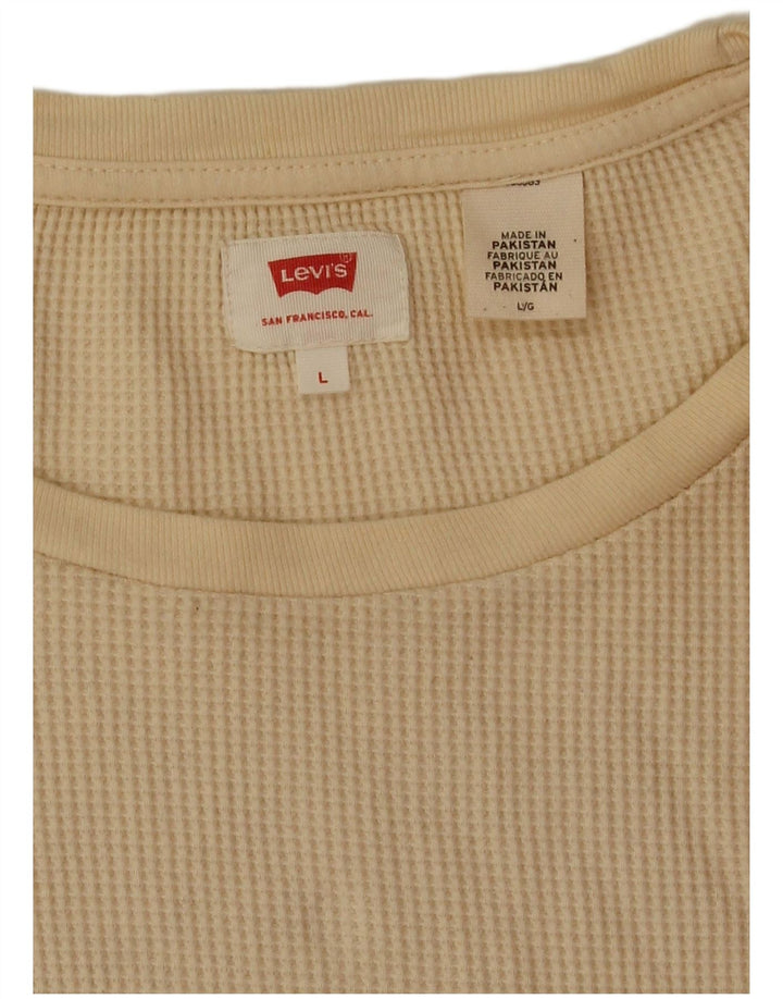 Męski top o luźnym kroju Levi's z długim rękawem, duży, beżowy, bawełniany