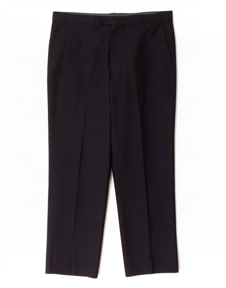 Męskie spodnie garniturowe Marks & Spencer Autograph Straight W38 L35 Granatowe