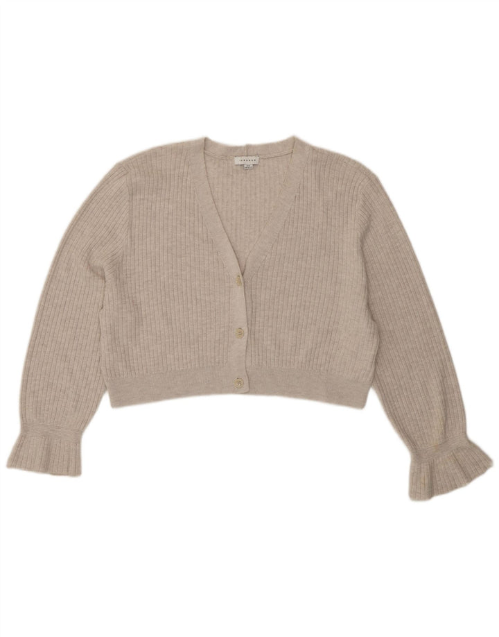 Topshop damski sweter oversize typu Crop Cardigan UK 14, średni szary poliester