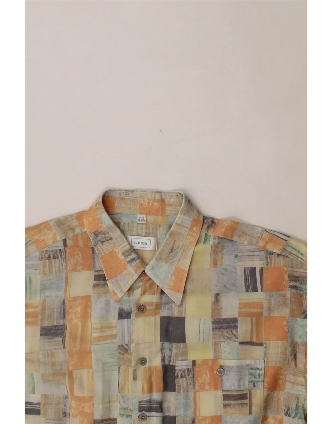 CANDA Mens Shirt Size 41/42 16 1/2 Large Multicoloured Patchwork Vintage Canda and Second-Hand Canda from Messina Hembry 