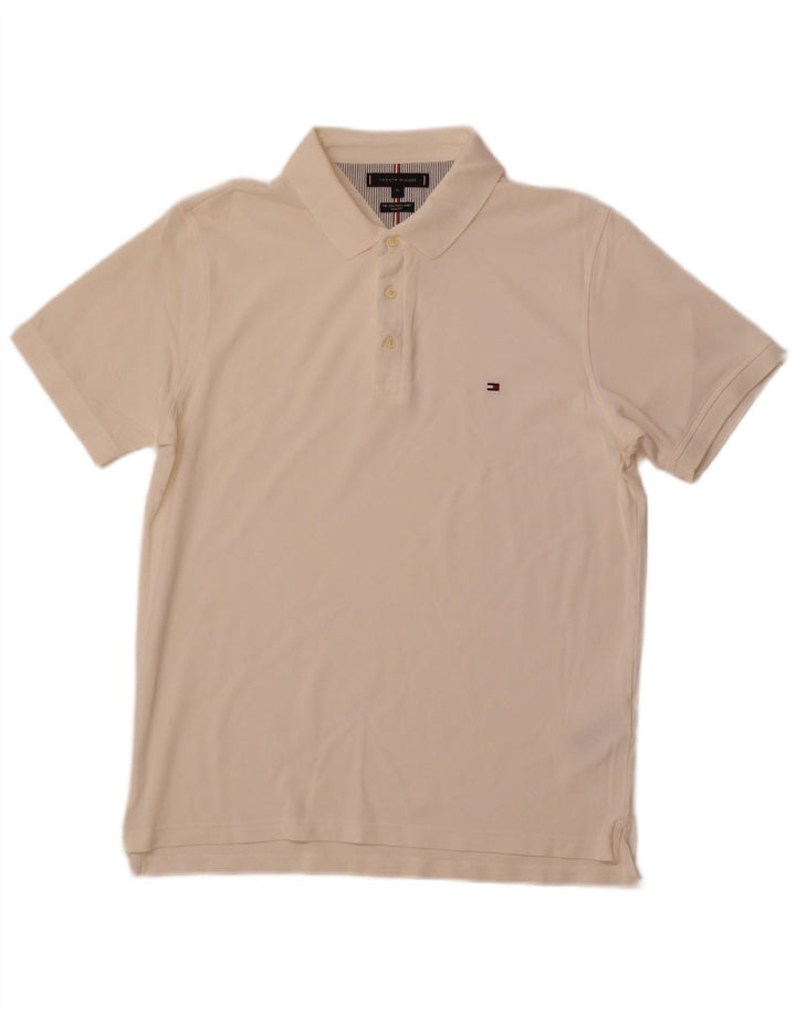 Męska koszulka polo slim fit TOMMY HILFIGER XL w kolorze złamanej bieli, bawełniana