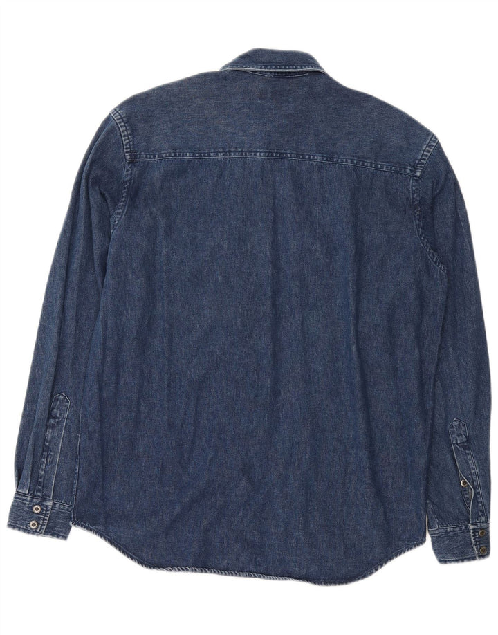 Męska koszula dżinsowa Sergio Tacchini, średnia, granatowa, bawełniana