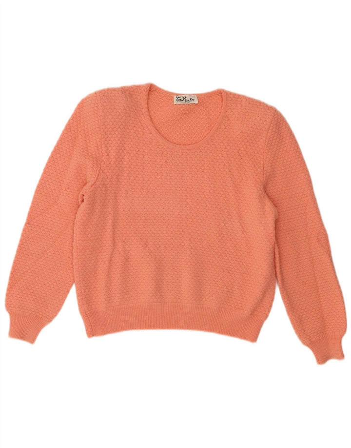 Sweter damski w stylu vintage z dekoltem w łódkę UK 12, średni pomarańczowy