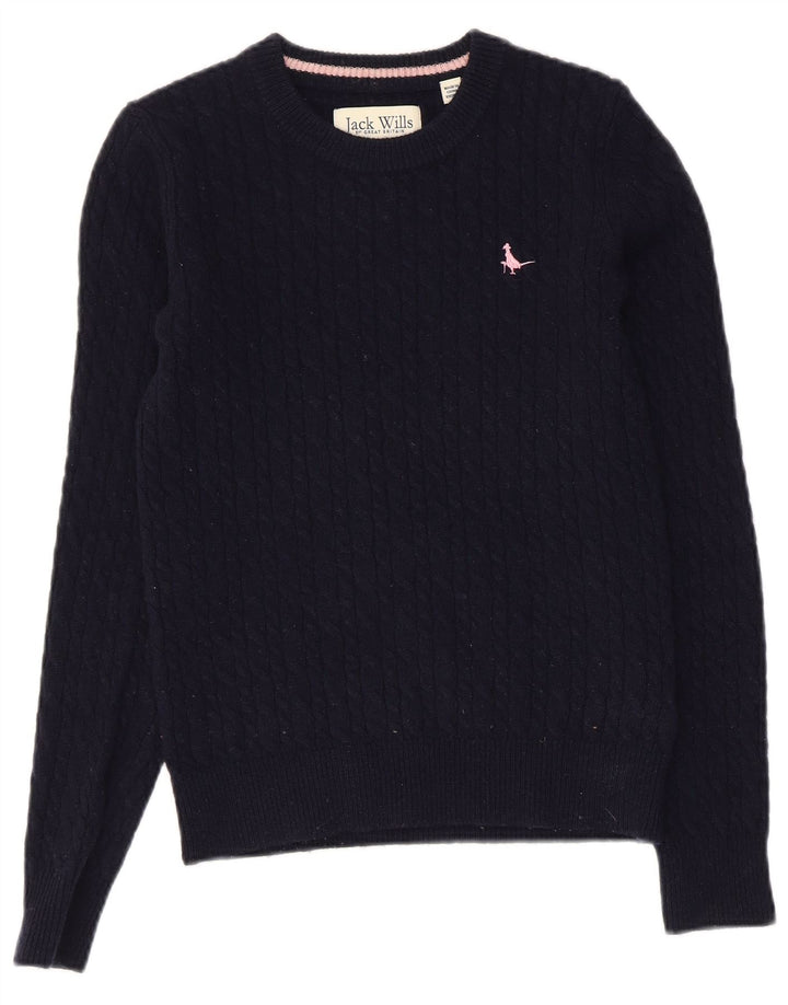 Damski sweter JACK WILLS z okrągłym dekoltem UK 8, mały, granatowy