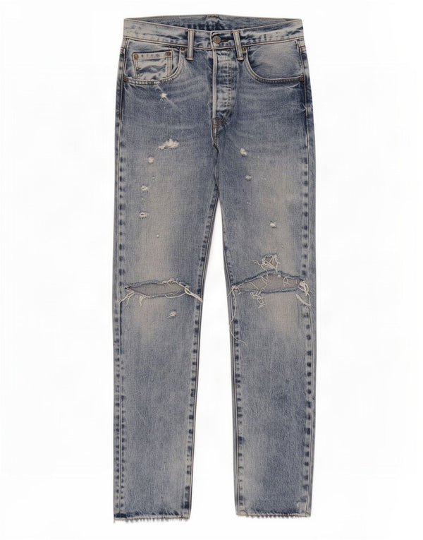 Męskie jeansy Levi's 501 w trudnej sytuacji, zwężane W28 L32, niebieska bawełna