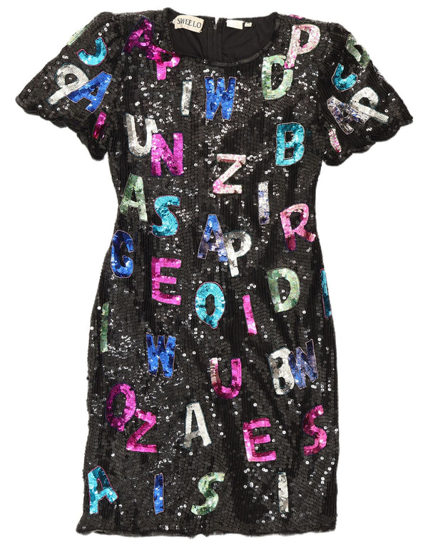 Damska sukienka z grafiką SWEELO UK 18 XL, czarny jedwab
