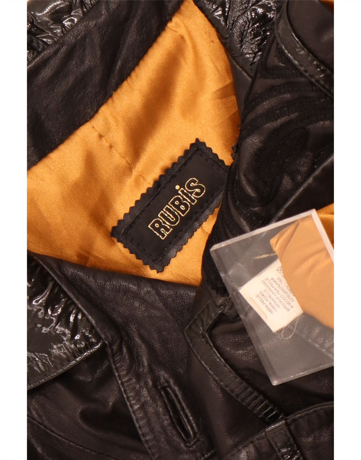 Kurtka skórzana damska vintage UK 22 3XL Czarna skóra