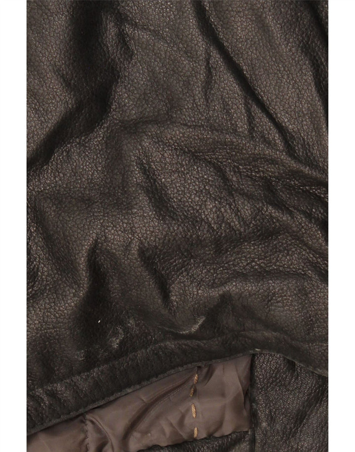 CONBIPEL Męski płaszcz skórzany z kapturem IT 52 Duża brązowa skóra