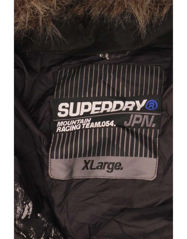 Męska kurtka narciarska z kapturem Superdry UK 42 XL, czarny poliester z blokami kolorów