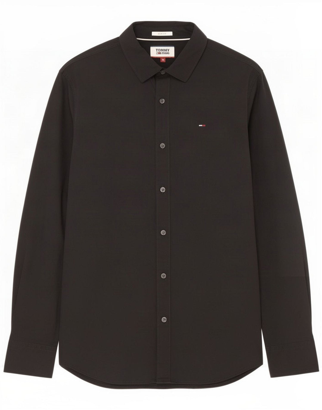 Tommy Jeans Męska koszula slim fit, średnia czarna bawełna