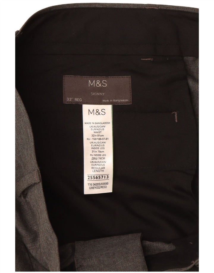 Męskie spodnie typu skinny casual Marks & Spencer W32 L31 Szary poliester