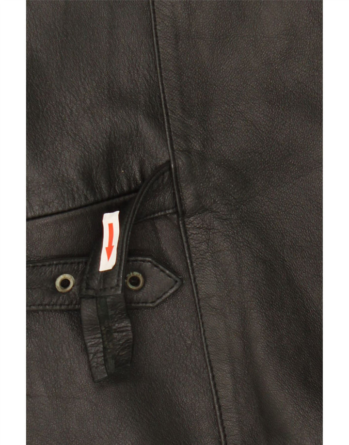 Vintage męska kamizelka skórzana, średnia czarna